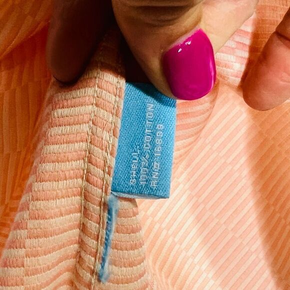 J. McLaughlin Orange White 3/4 length Button Collared Shirt - Picture 7 of 10